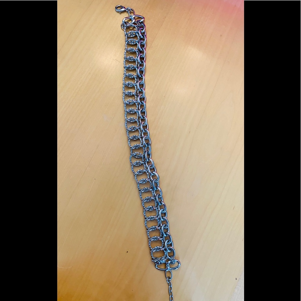 Statement Silver Collar Necklace - image 3